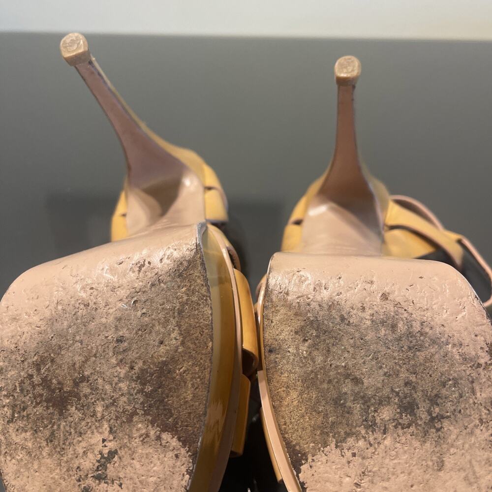 Yves Saint Laurent YSL Beige Patent Leather Tribute Platform Sandals Size 40.5 - Picture 14 of 14